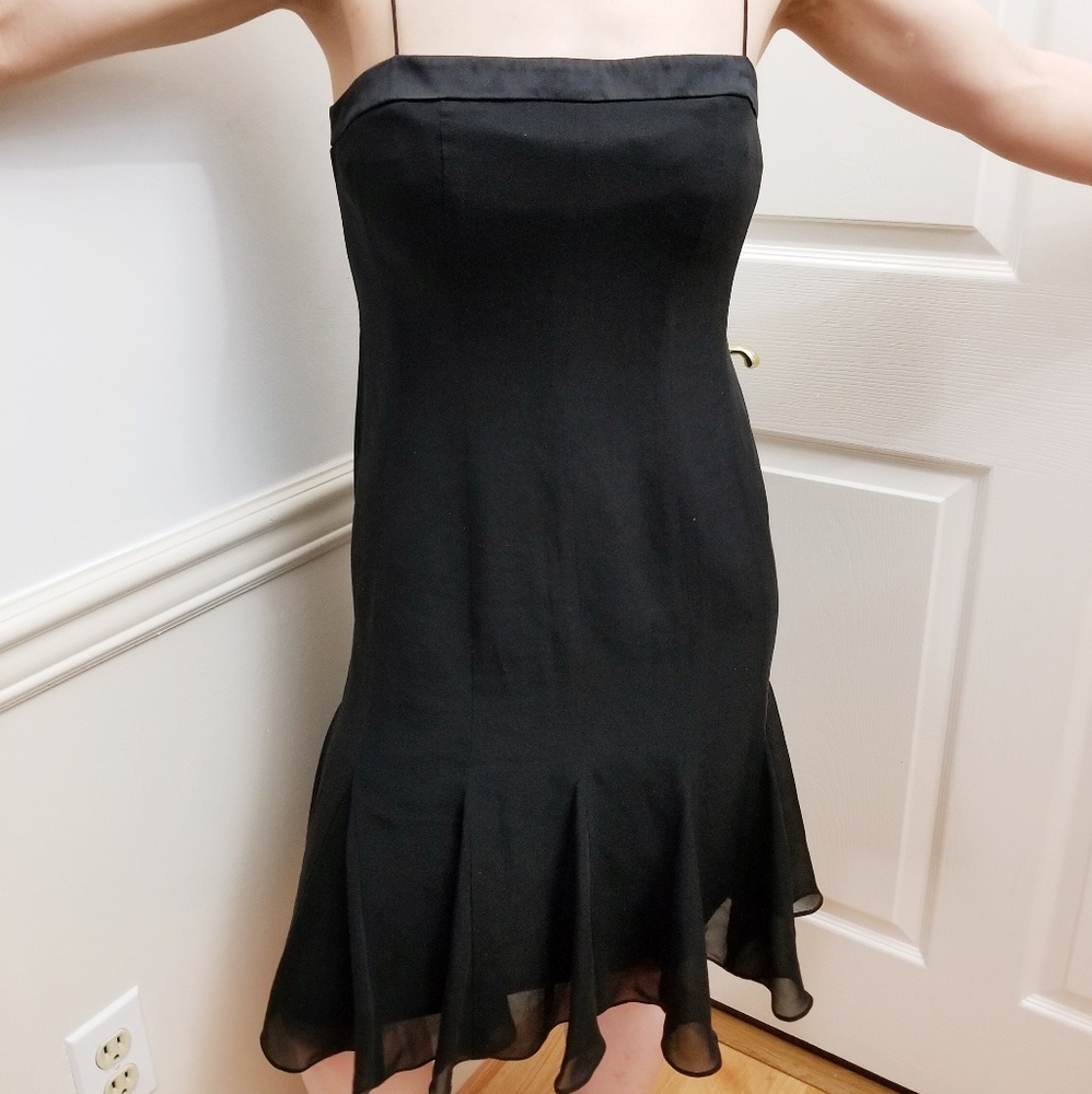 100% Silk Black Dress, LBD with spaghetti straps